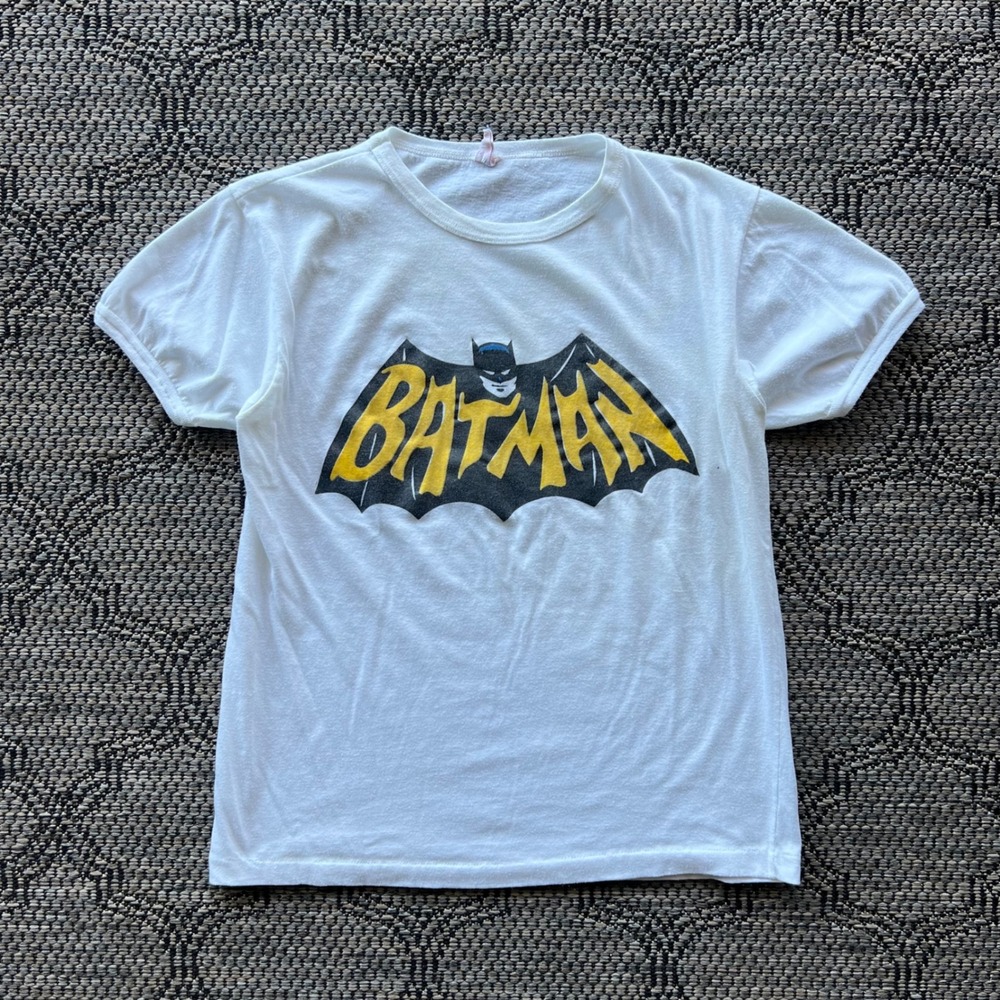 Vintage Batman T-Shirt Mens Medium White Ringer DC Comics Superhero 80s
